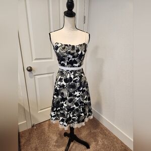 Floral Black and White Dress